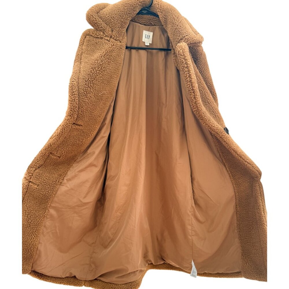 GAP Camel Sherpa Teddy Coat – Longline Plush Fleece,